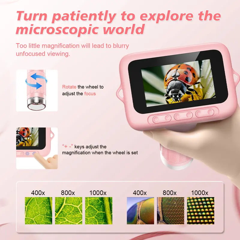 Handheld 1000x Microscope with 3 Inch IPS Screen