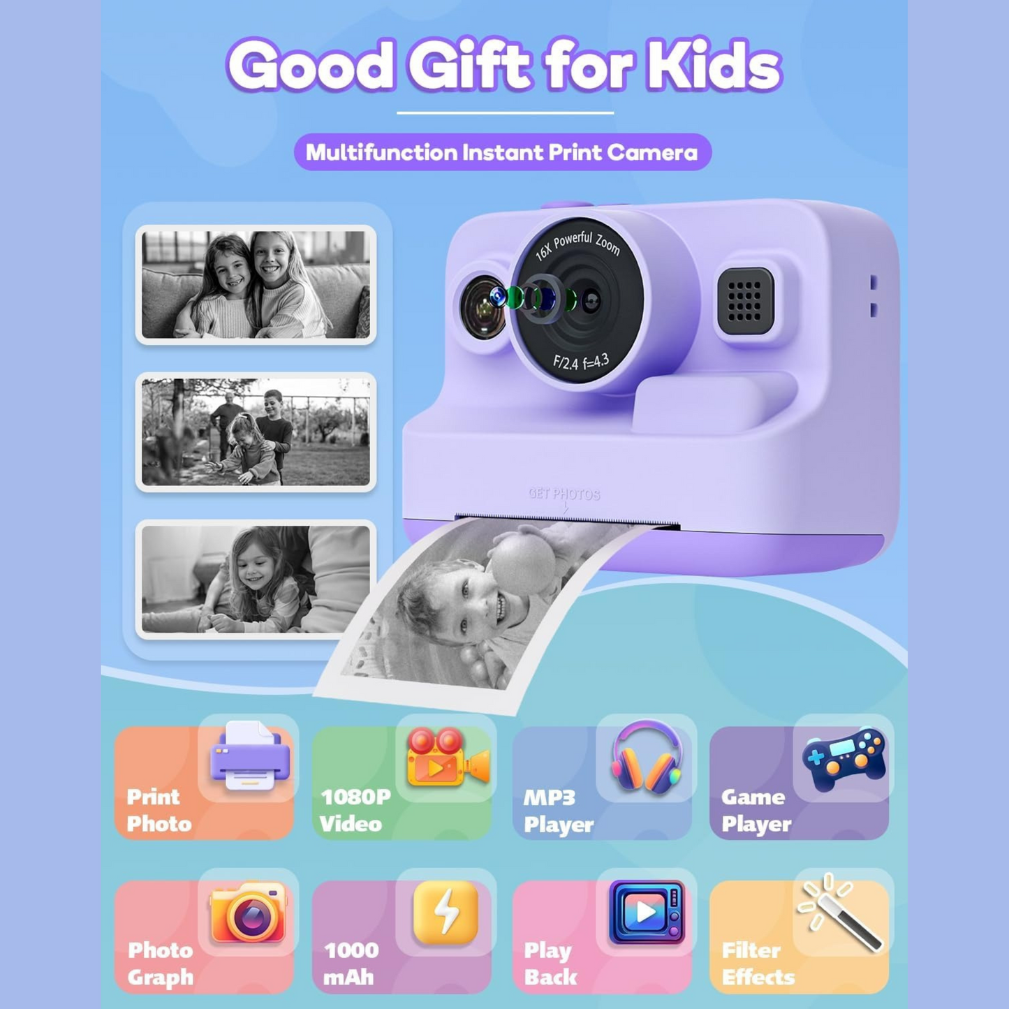 Kids 1080P Instant Print Camera
