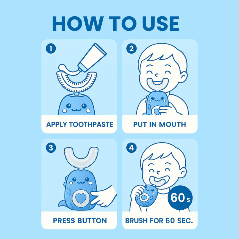 ToddlaClean™ – U-Shaped Ultrasonic Toothbrush for Kids