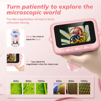 Handheld 1000x Microscope with 3 Inch IPS Screen