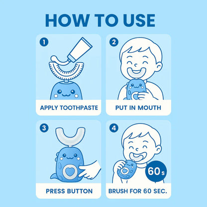 ToddlaClean™ – U-Shaped Ultrasonic Toothbrush for Kids